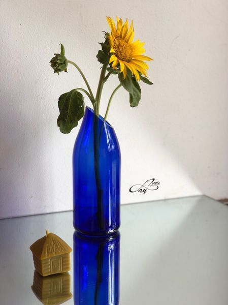 Champagne shaped Vase Blue
